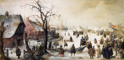 Scena invernale su un canale da Hendrick Avercamp